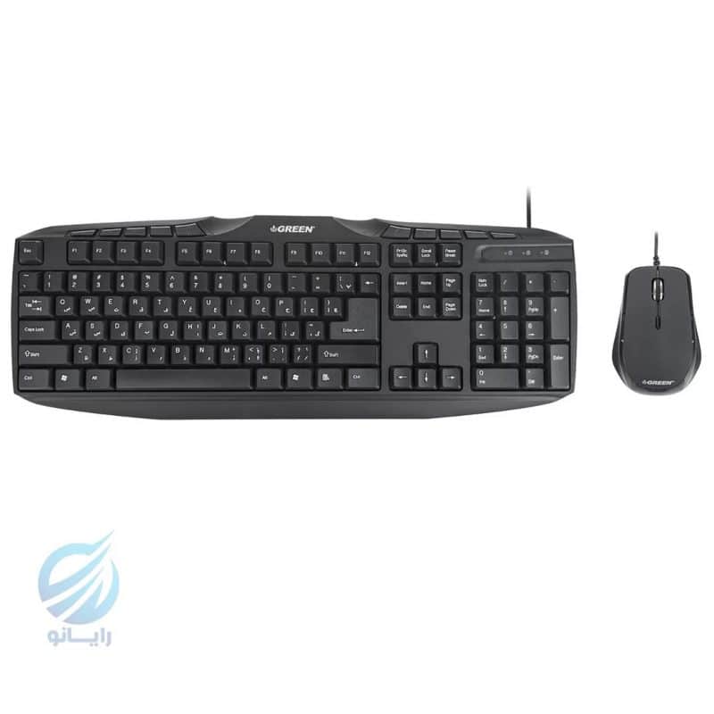 Green GKM-305 Keyboard and Mouse With Persian Letters