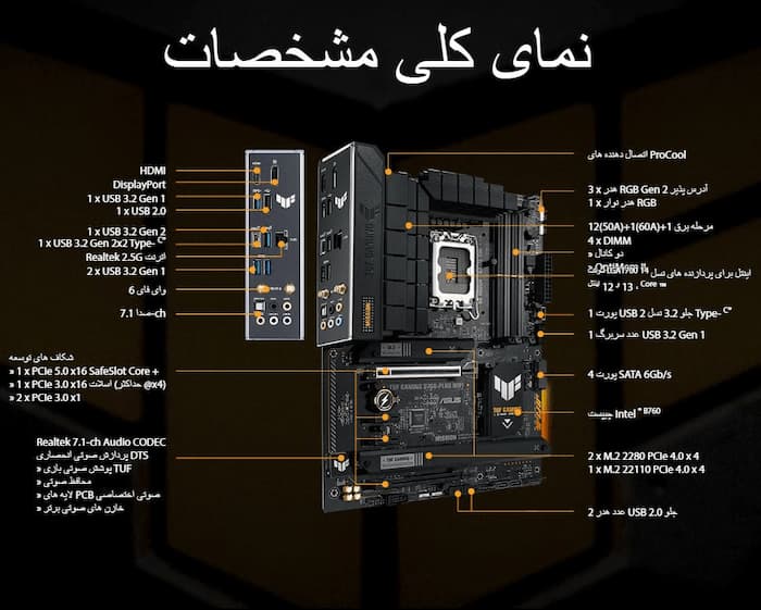 بهترین قیمت خرید مادربرد ایسوس Asus B760-PLUS TUF GAMING WIFI نمای کلی