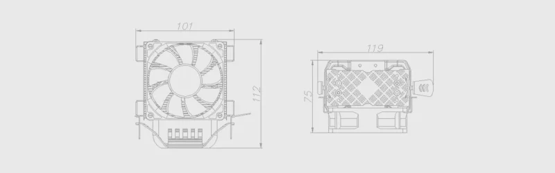 ابعاد فن پردازنده DeepCool دیپ کول مدل ICE EDGE MINI FS V2.0 LGA1700