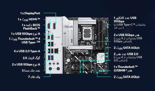 پورت ها مادربرد ایسوس PRIME Z890-P WIFI ASUS - بهترین قیمت خرید و فروش مادربرد