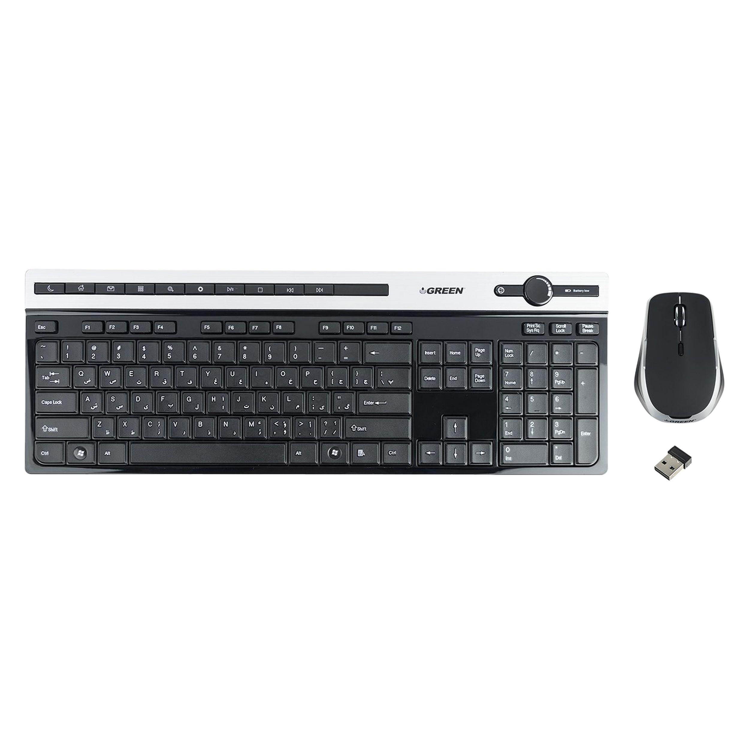 کیبورد و ماوس بی سیم گرین مدل GKM-505W، سوییچ ممبران، Full-Size کیبورد و ماوس بی سیم گرین مدل GKM-505W، سوییچ ممبران، Full-Size