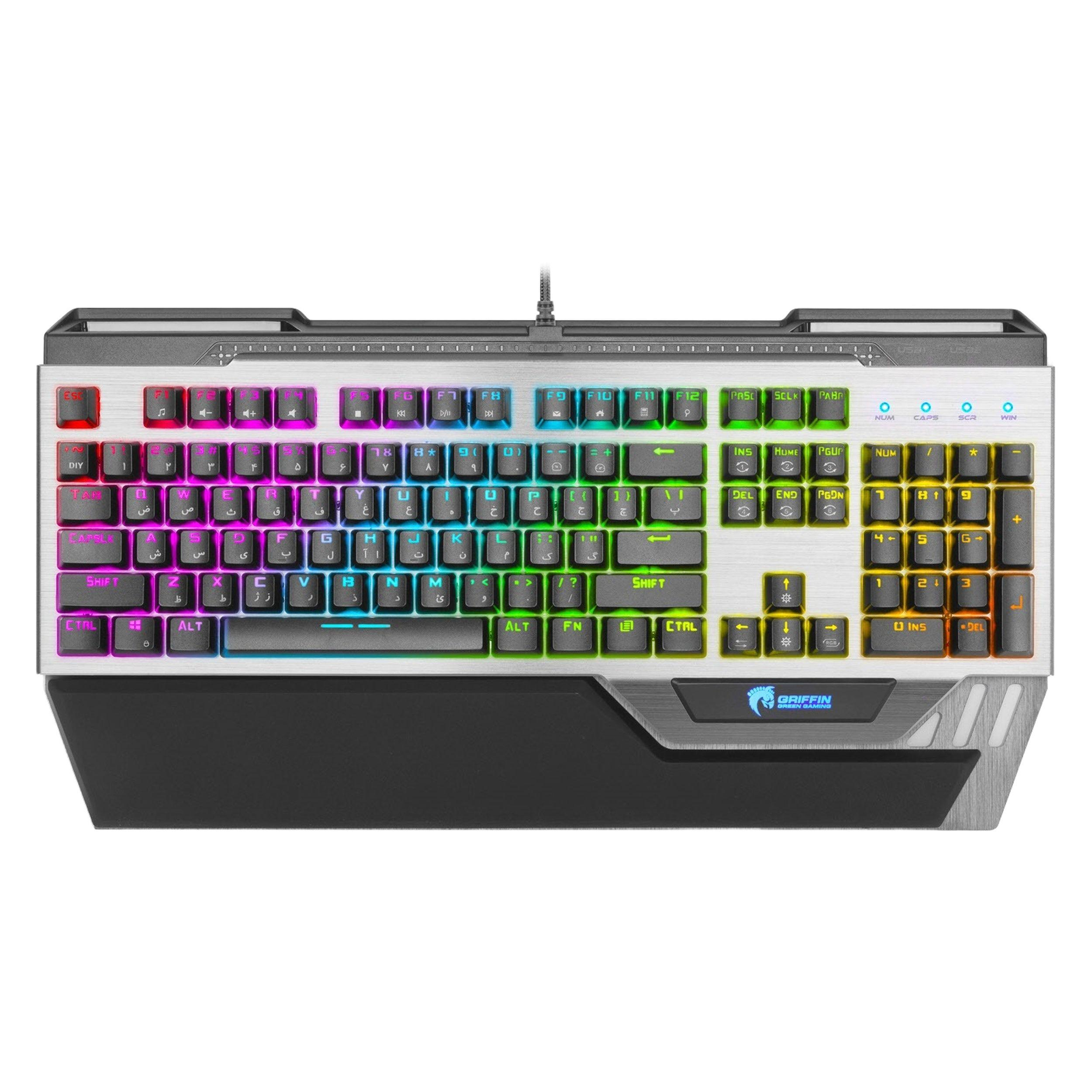 کیبورد گیمینگ گرین مدل GK803-RGB، مکانیکال سوییچ آبی، Full-Size، نورپردازی RGB کیبورد گیمینگ گرین مدل GK803-RGB، مکانیکال سوییچ آبی، Full-Size، نورپردازی RGB