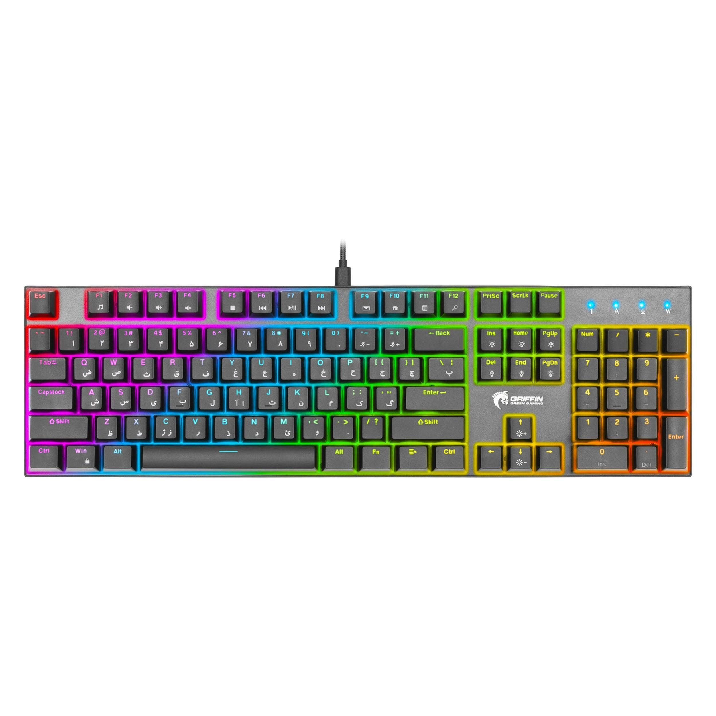 کیبورد گیمینگ گرین مدل GK802-RGB، مکانیکال سوییچ آبی، Full-Size، نورپردازی RGB کیبورد گیمینگ گرین مدل GK802-RGB، مکانیکال سوییچ آبی، Full-Size، نورپردازی RGB